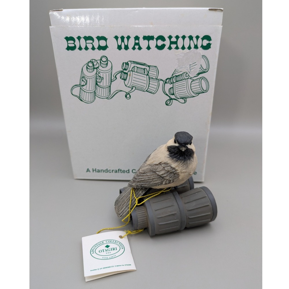 Vintage Otagiri Bird Watching‎ Ceramic Chickadee Figurine Binoculars With Box